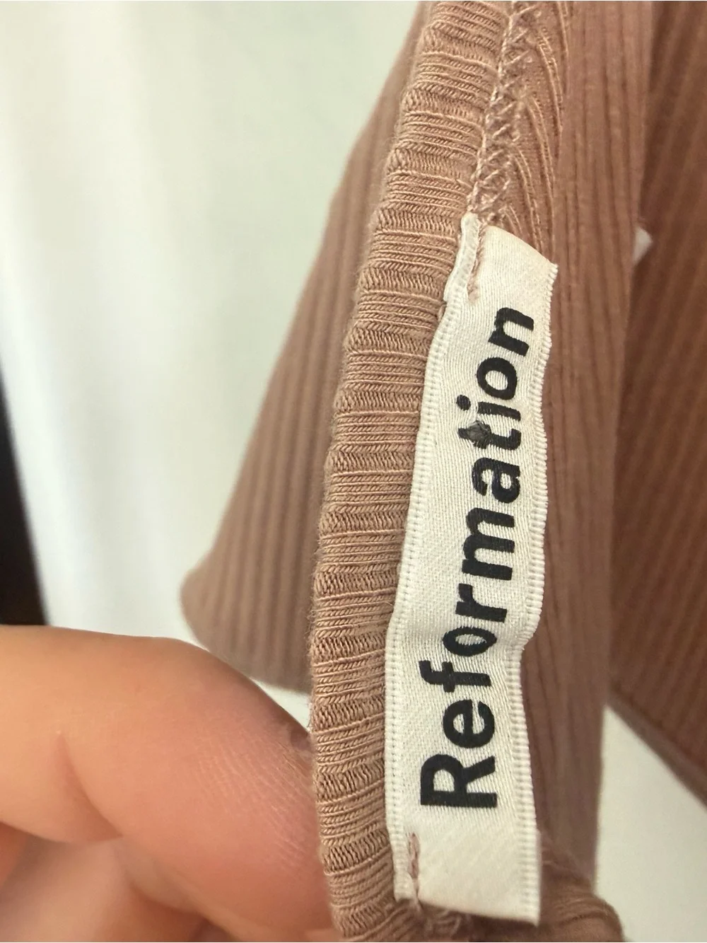 Reformation Bodysuit Ribbed with Low Cut Scoop Back Size Medium in Brown